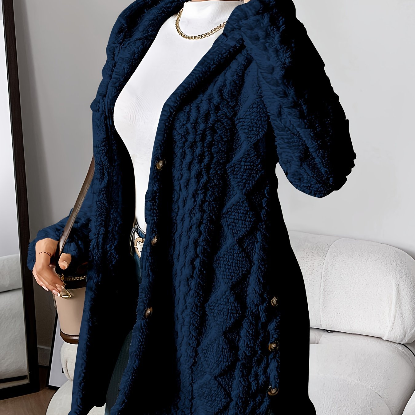 Frosty Chic Women’s Long Hooded Cardigan Coat - LauBelle