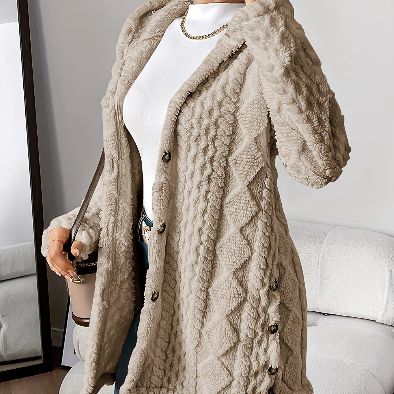 Frosty Chic Women’s Long Hooded Cardigan Coat - LauBelle