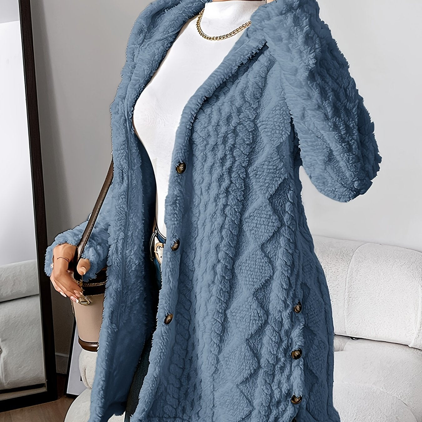 Frosty Chic Women’s Long Hooded Cardigan Coat - LauBelle