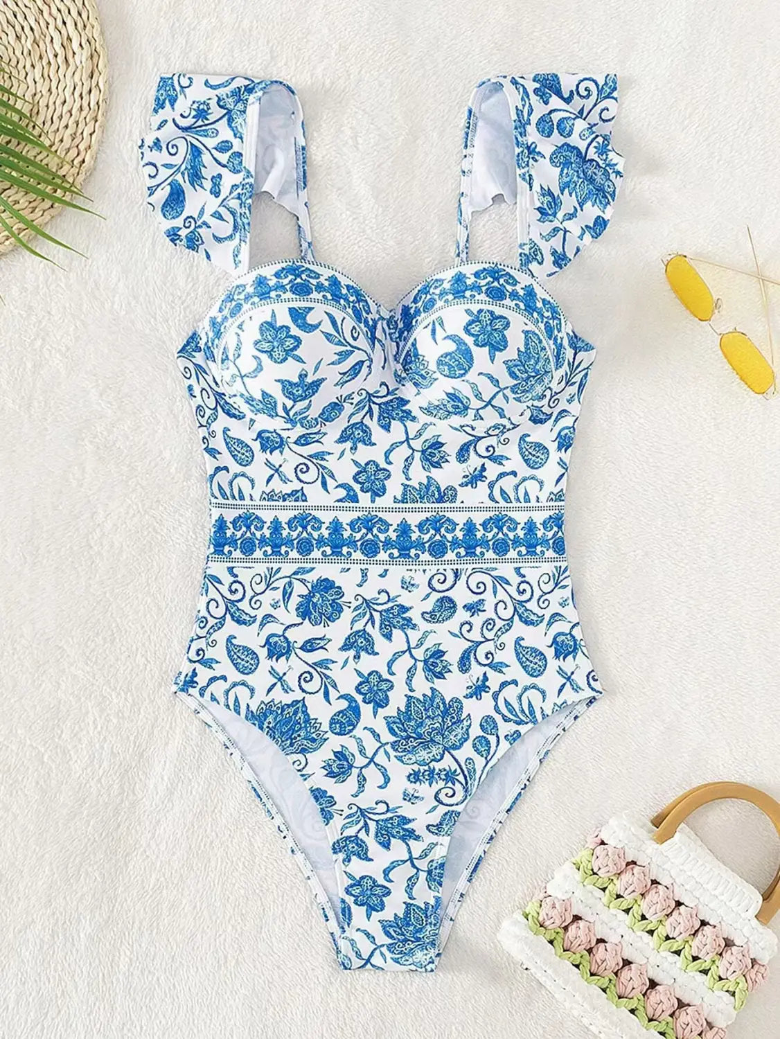 Flying Blue And White Porcelain National Characteristic Conjoined Swimming Suit