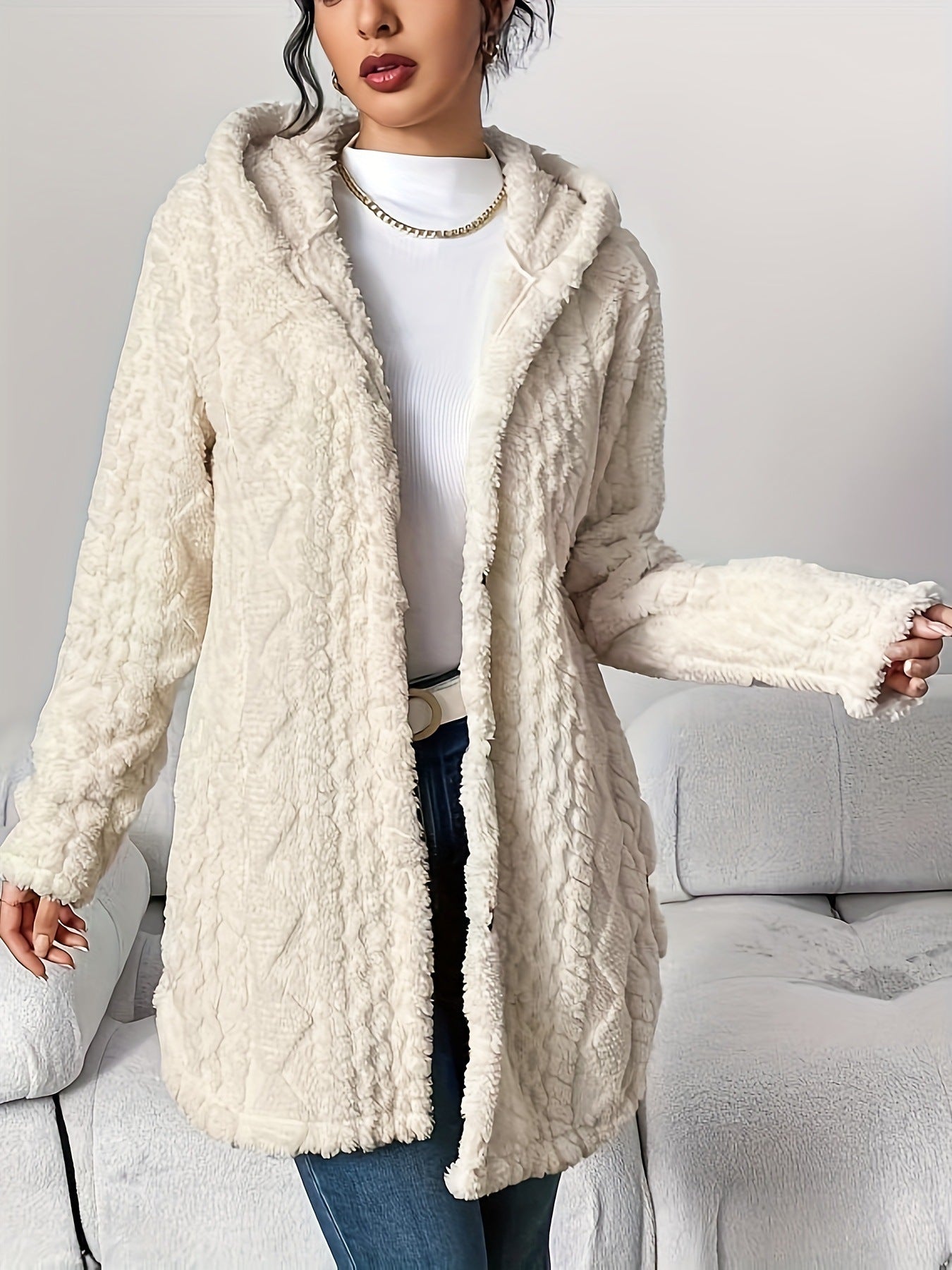 Frosty Chic Women’s Long Hooded Cardigan Coat - LauBelle Brand
