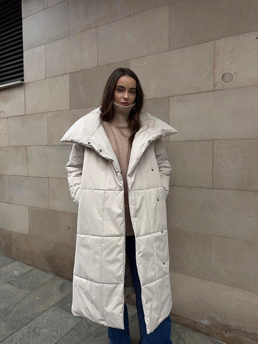 Luxe Lapel Cotton Coat – Warm, Casual, Lace-Up Winter Wear - LauBelle Brand
