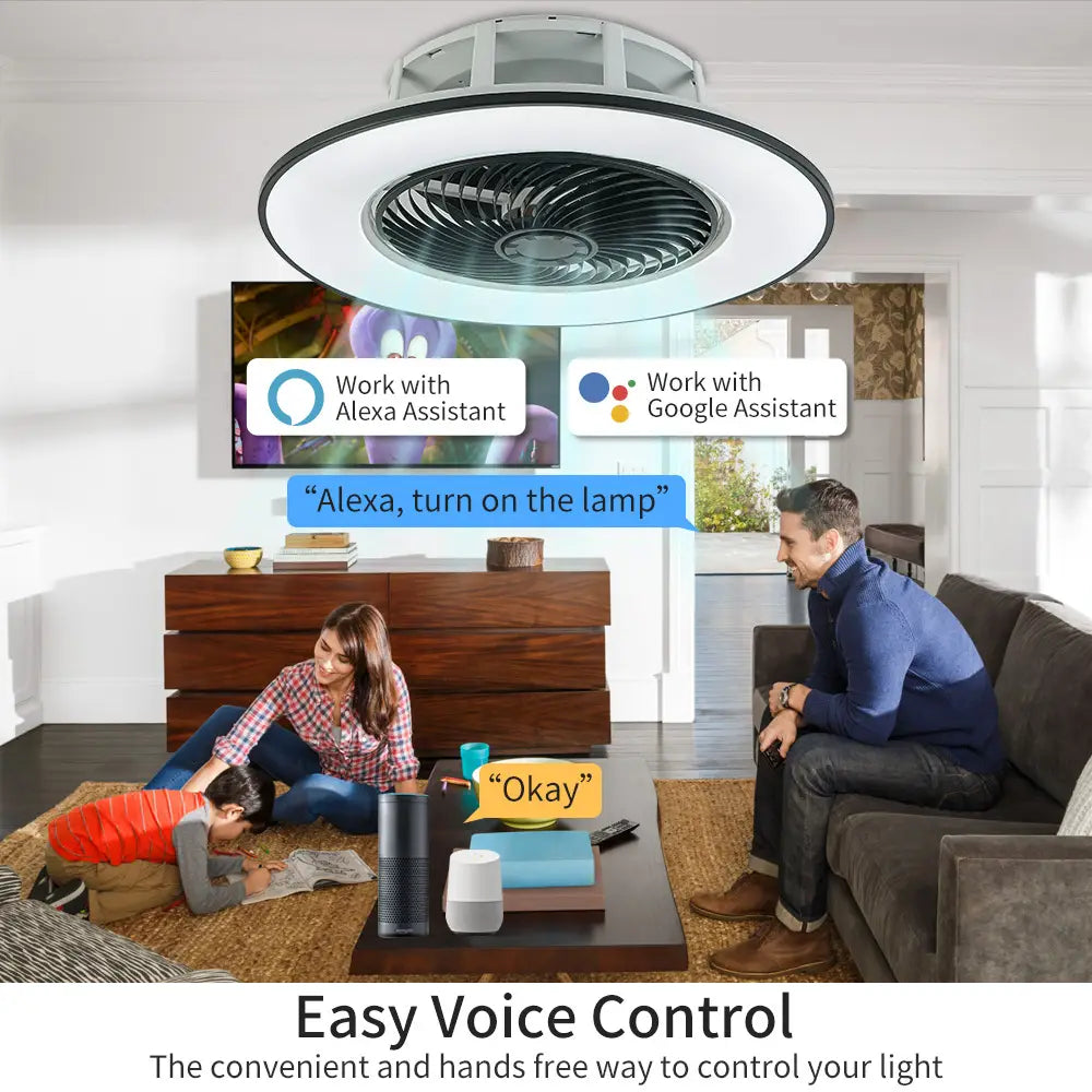 Black 36W Ceiling Fan Light with Remote Control and Dimmable LED