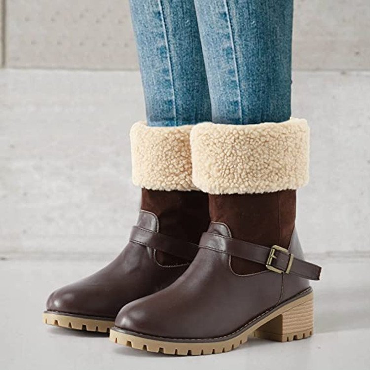 ChicBuckle Western Warm Chunky Heel Boots for Women - LauBelle Brand