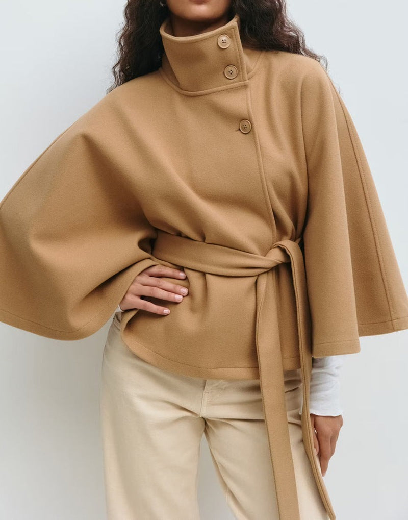 Chic Winter Batwing Belted Trench Coat for Women - LauBelle