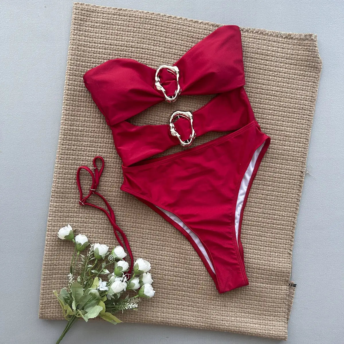 One-piece Swimsuit Sexy Bikini Women’s Solid Color
