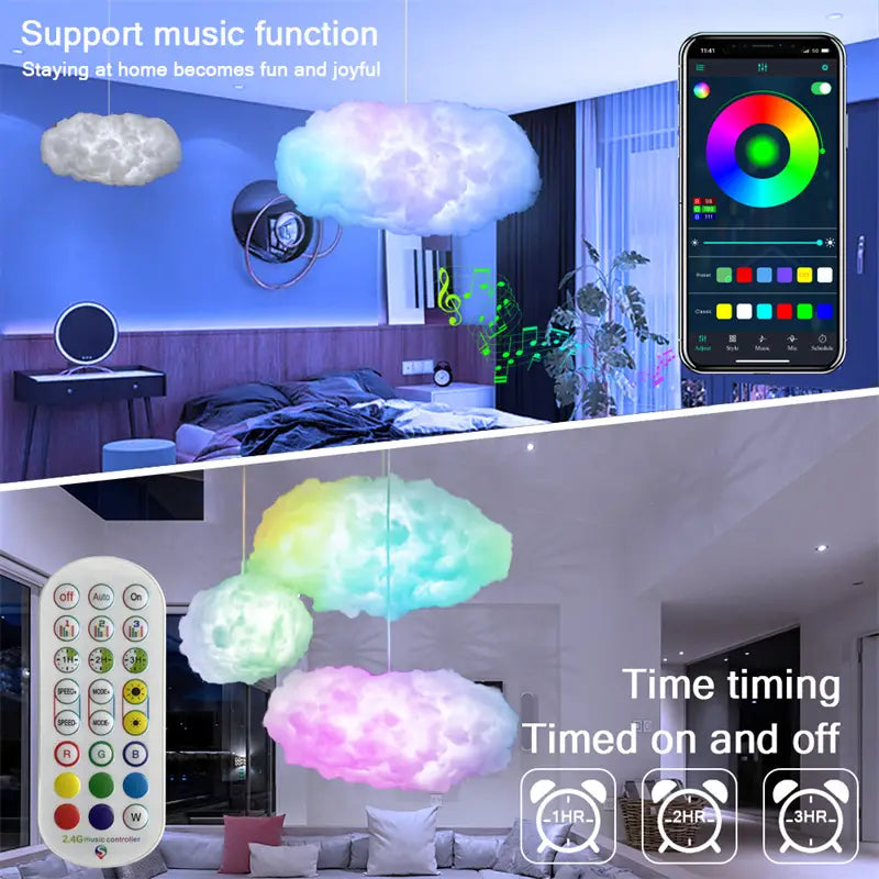Big Cotton Cloud Lightning Light with APP Control and Music Remote 60 70CM