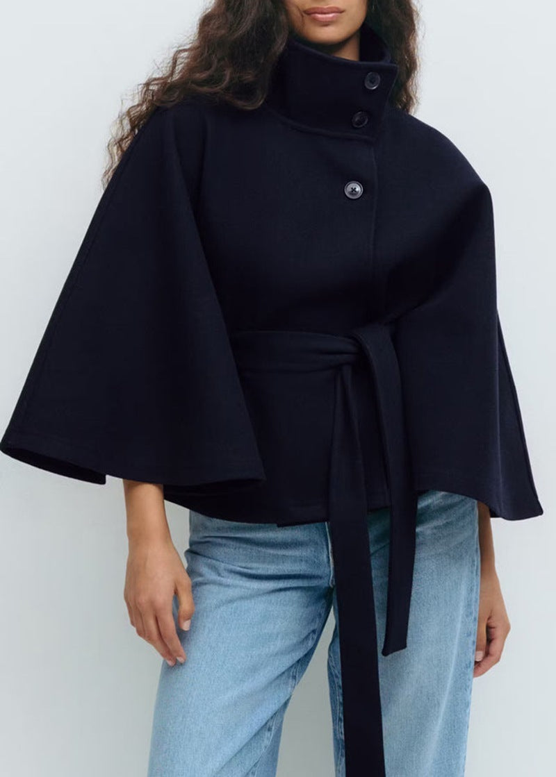 Chic Winter Batwing Belted Trench Coat for Women - LauBelle Brand