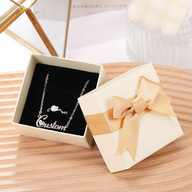 Chic Bow Jewelry Gift Box Set: Necklace & Earrings