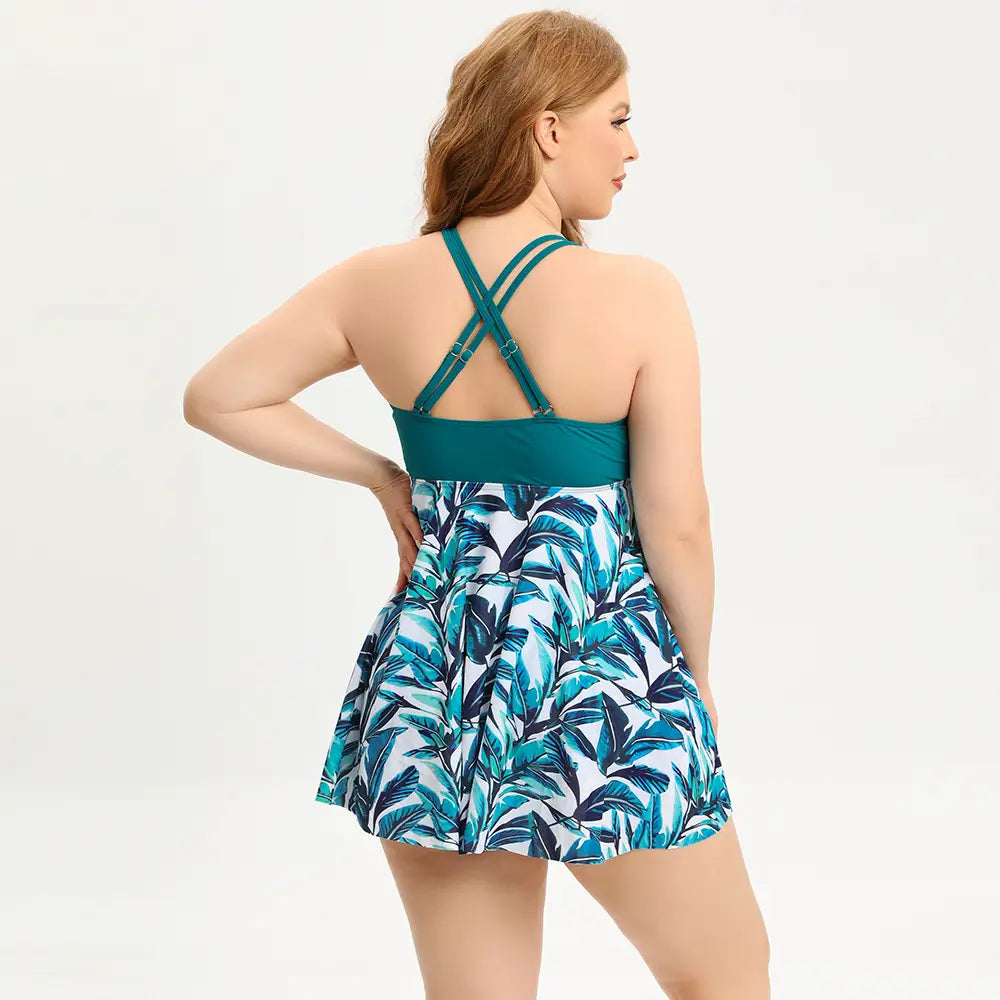 Women’s Creative Simple Printed Conservative Split Swimsuit