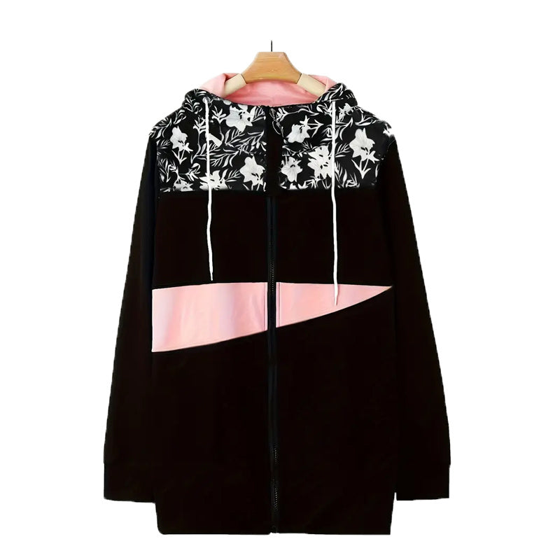 ChicBlock Plus: Cozy Color-Block Hooded Blazer - LauBelle