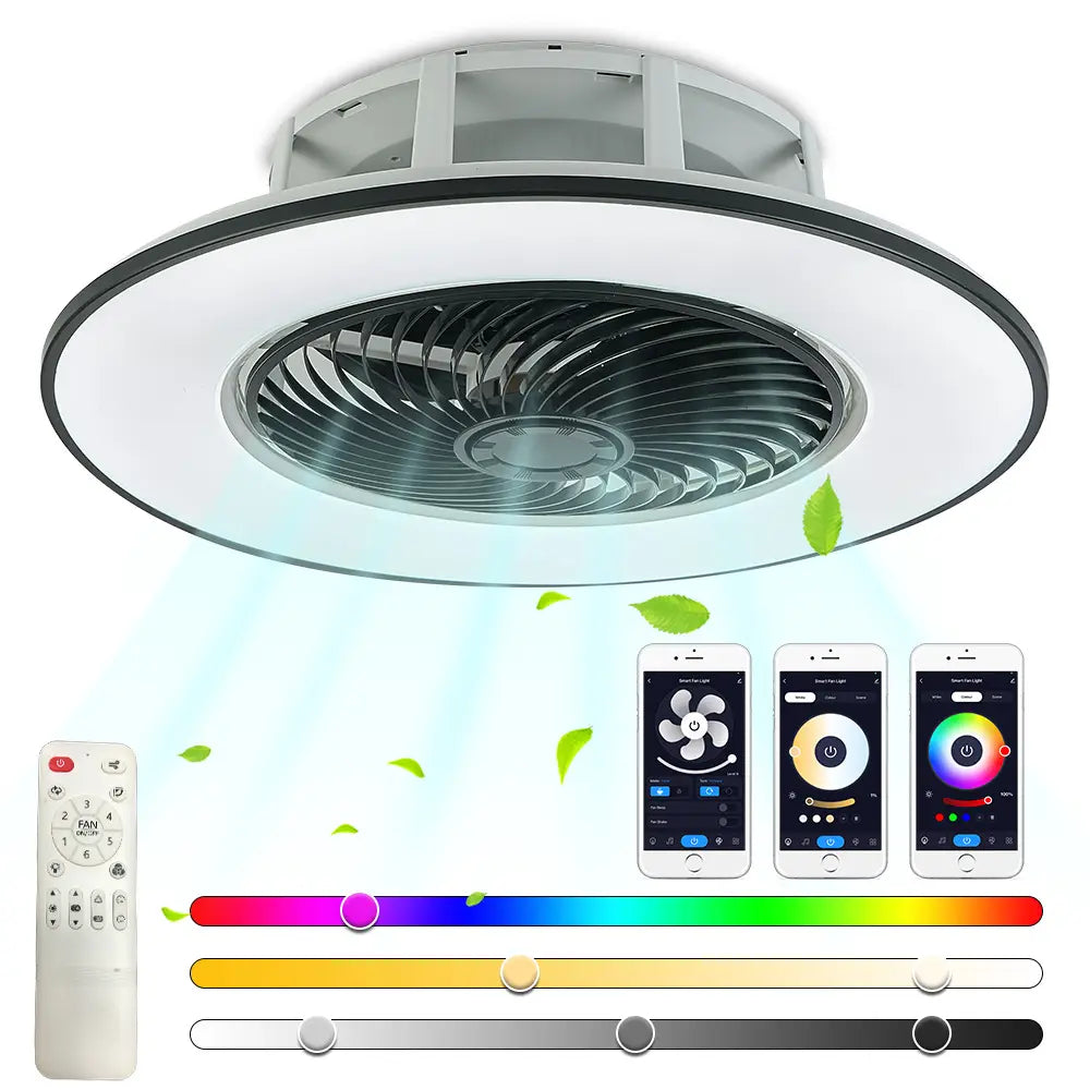 Black 36W Ceiling Fan Light with Remote Control and Dimmable LED