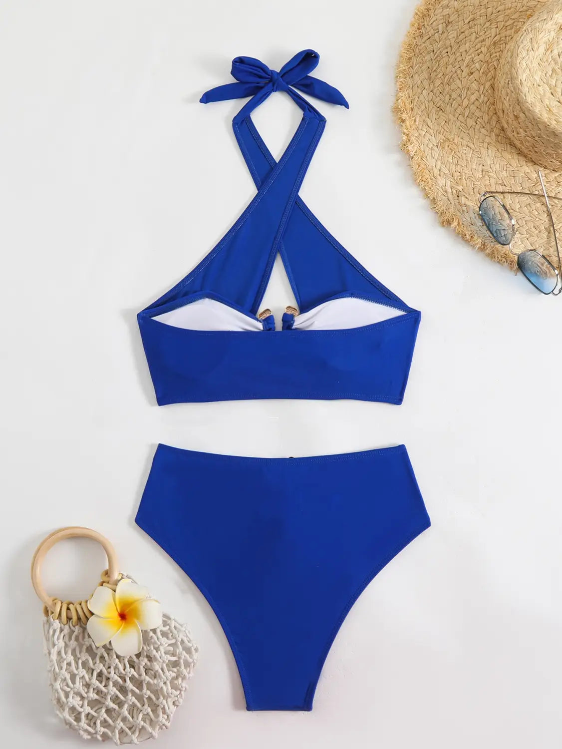 New Solid Color Sexy High Waist Tube Top Split Bikini