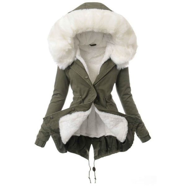 Cozy Luxe Fur-Collar Hooded Cotton-Padded Jacket - LauBelle