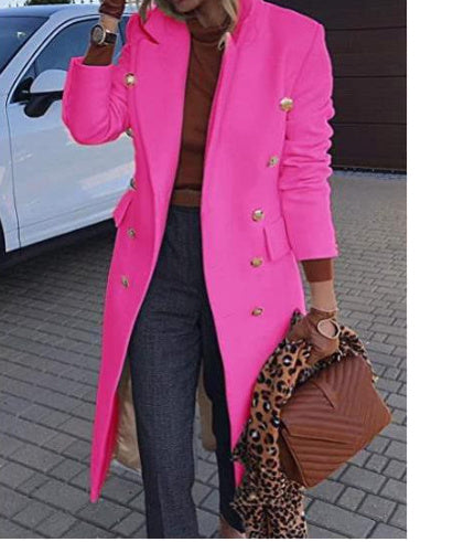 EleganceWool: Women's Double-Breasted Trench Coat - LauBelle Brand