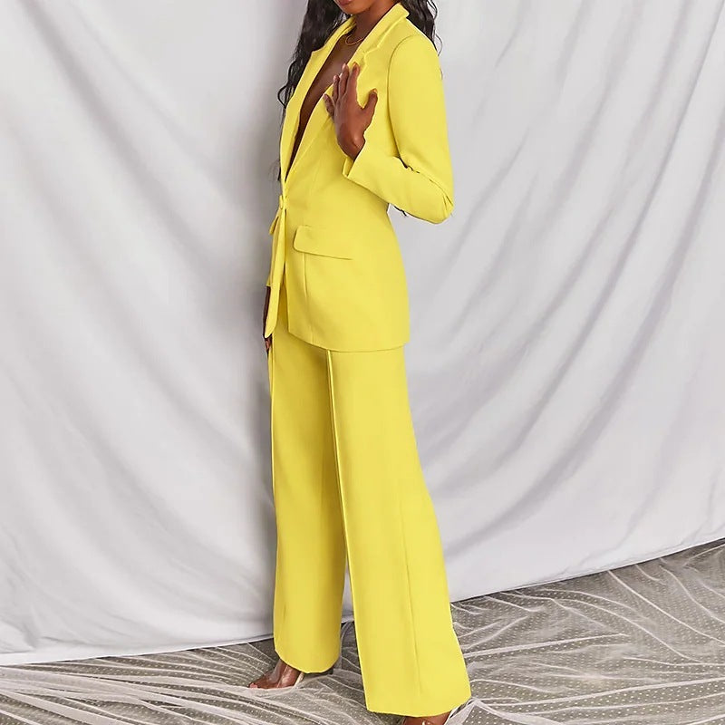Elegance Duo: Spring Blazer & Pants Set for Women - LauBelle Brand