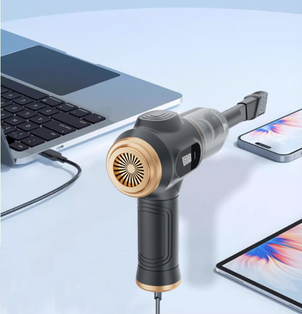 USB Digital Display Dual Use Blower and Suction Device Black