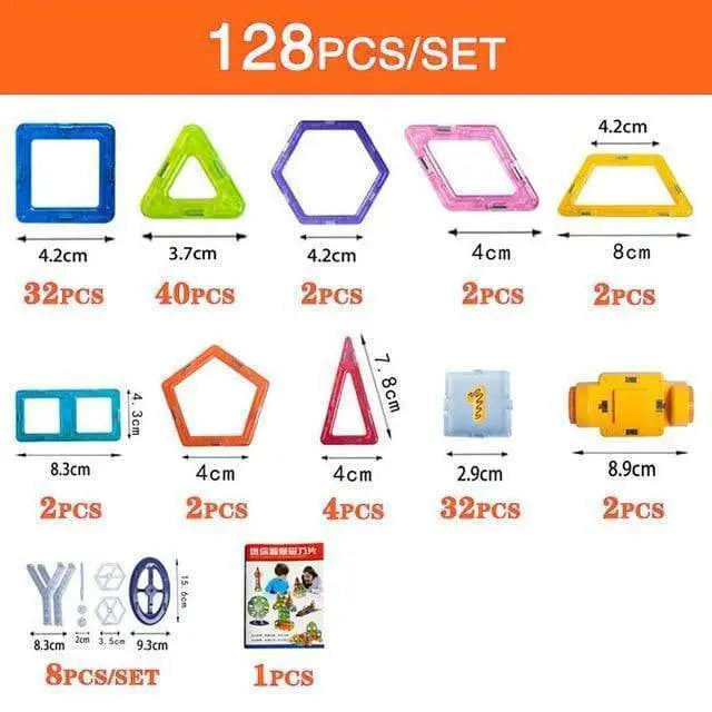 ABS Magnetic Building Blocks Small Particle Educational Toy 128pcs