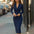 Women's Solid Color V-Neck Blazer Dress, Long Sleeve Button Down Midi Dress For Office And Formal Wear - LauBelle