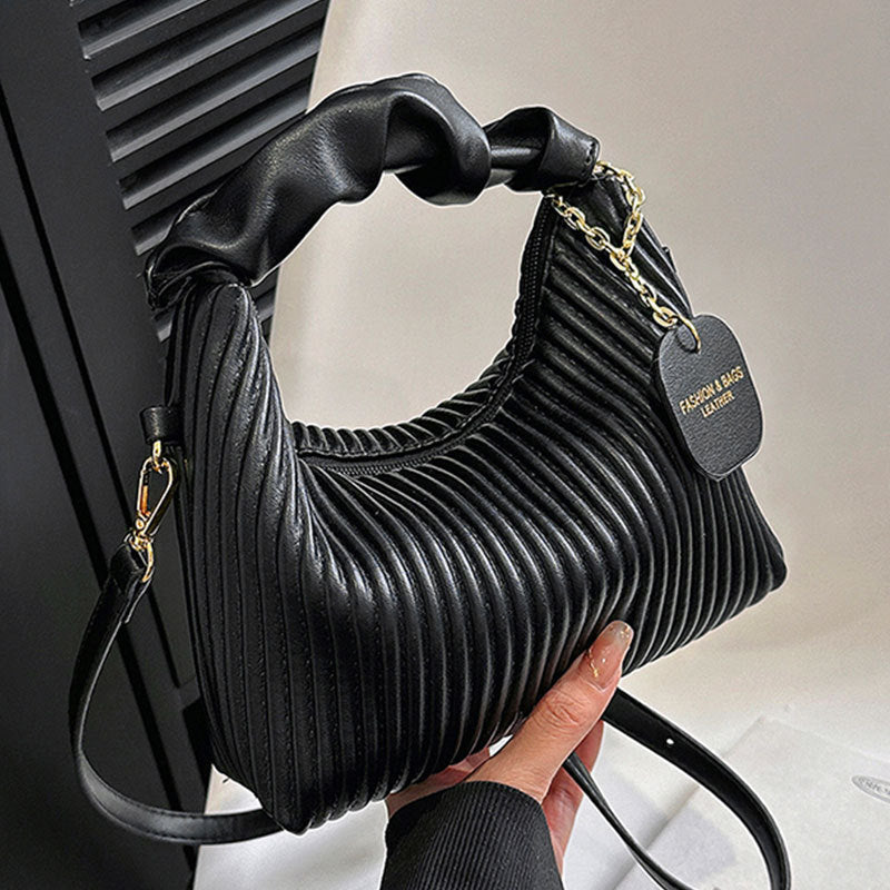 Cloud Chic: Pleated PU Leather Crossbody Tote Bag - LauBelle Brand