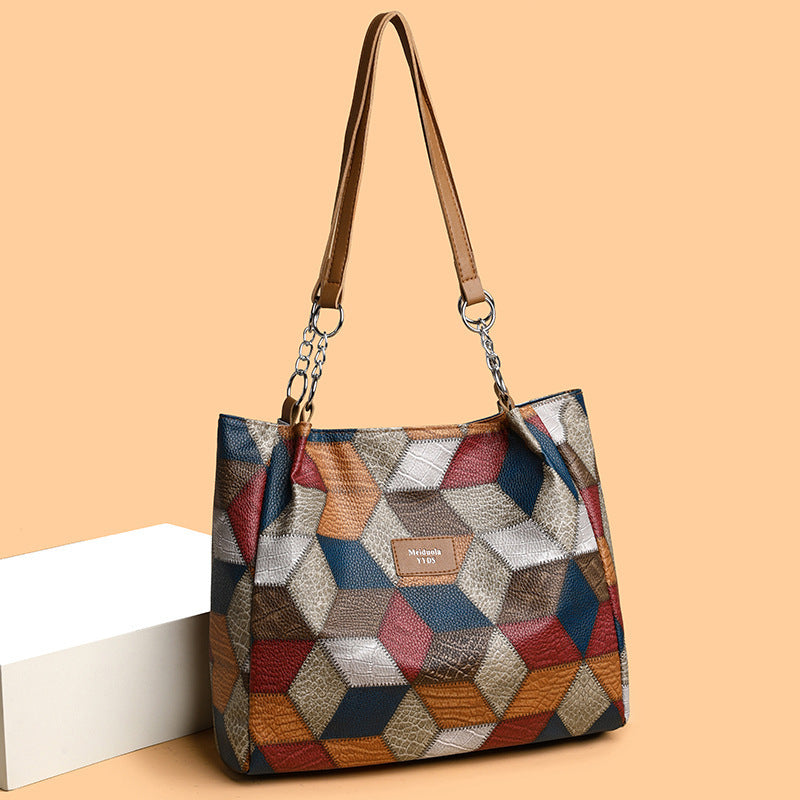 GeoRetro ColorMatch Shoulder Tote - LauBelle Brand