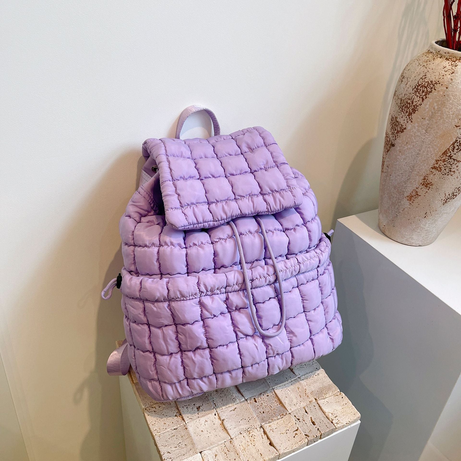 CandyColor Puffy Quilted Women’s Travel Backpack - LauBelle Brand