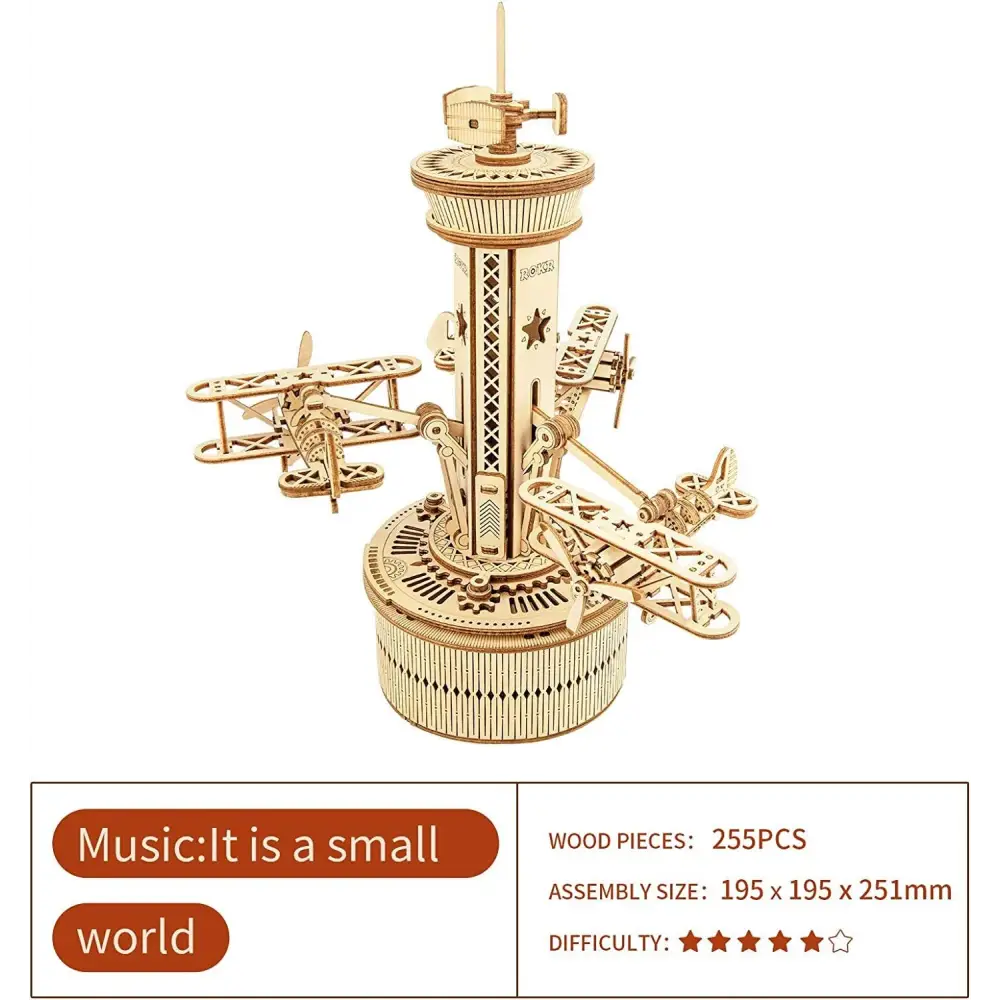 Airplane Control Tower Wooden Model Kit 255 Pieces for Ages 8 and Up AMK41 5