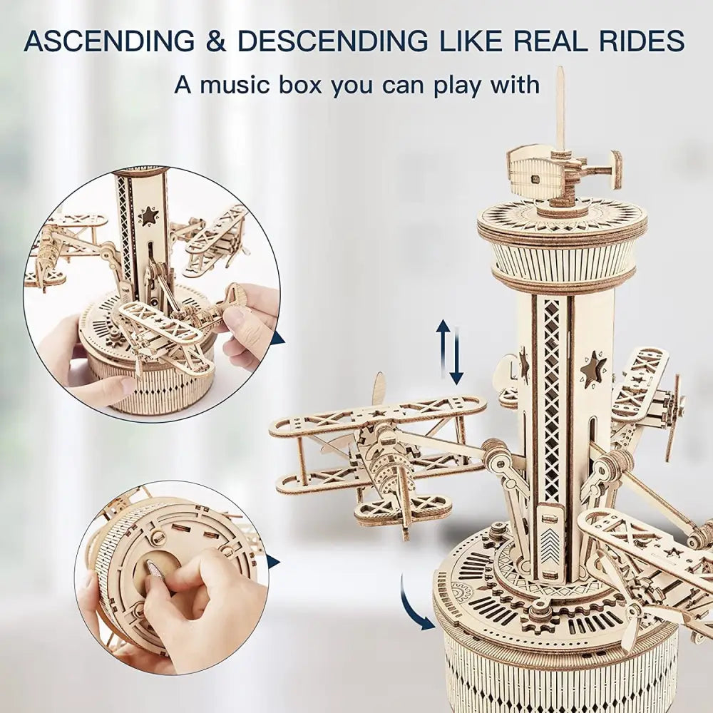 Airplane Control Tower Wooden Model Kit 255 Pieces for Ages 8 and Up AMK41 5