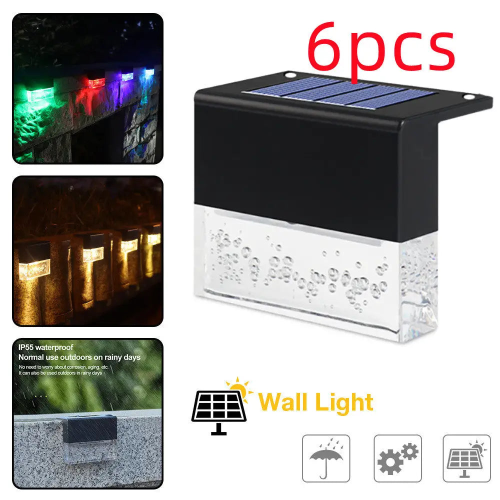 Amber Crystal Solar Garden Light with Warm White and RGB Modes Black6PC