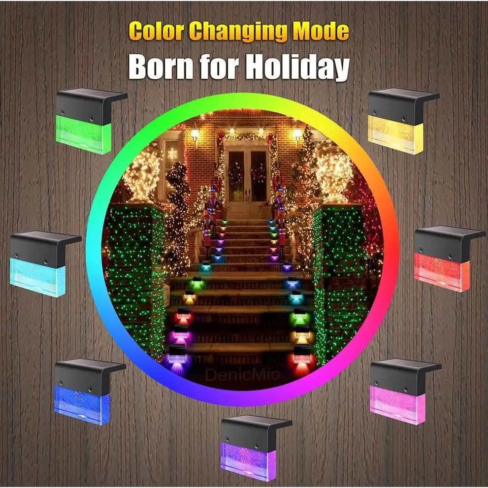 Amber Crystal Solar Garden Light with Warm White and RGB Modes