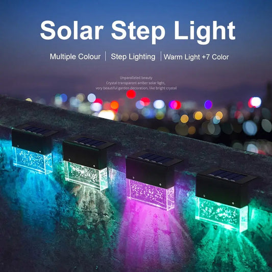 Amber Crystal Solar Garden Light with Warm White and RGB Modes
