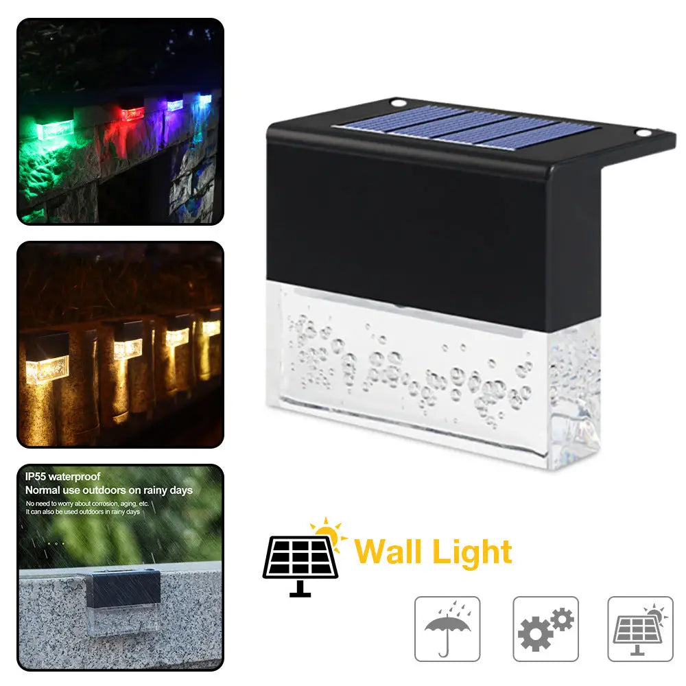 Amber Crystal Solar Garden Light with Warm White and RGB Modes Black