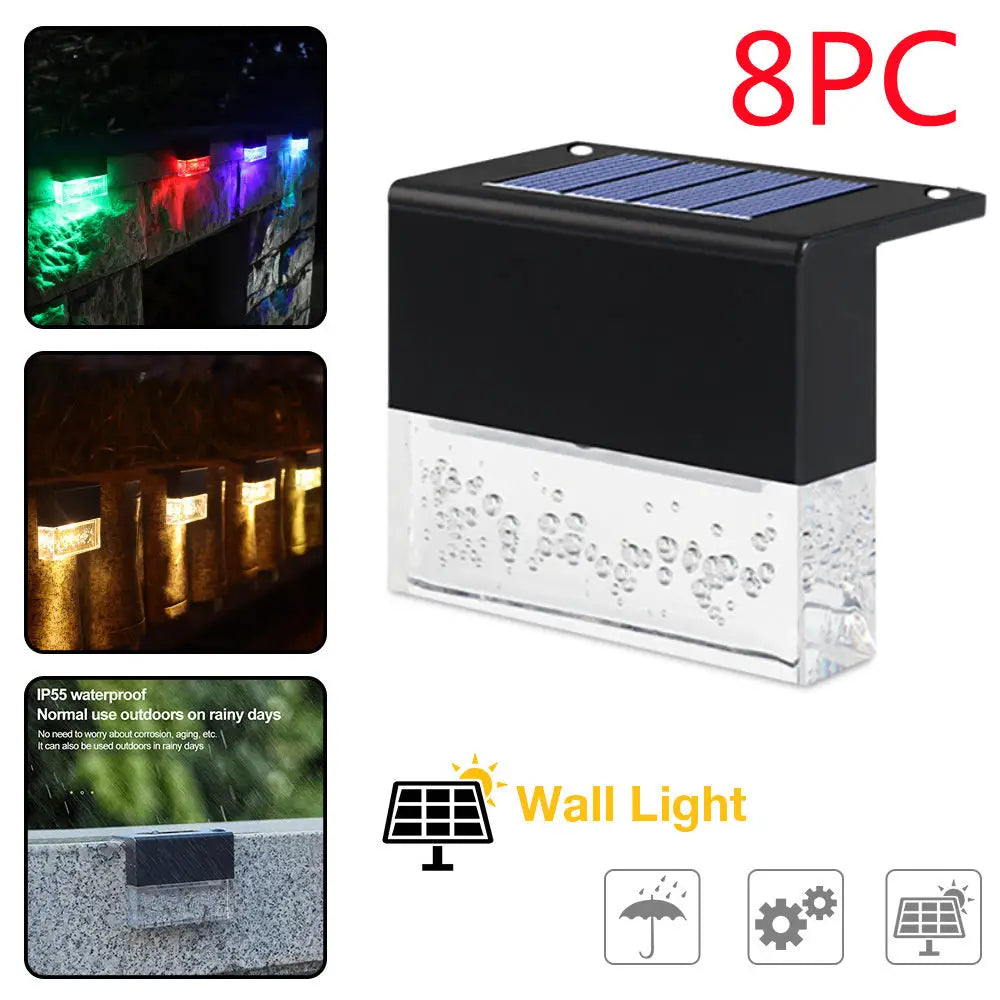Amber Crystal Solar Garden Light with Warm White and RGB Modes Black 8PC