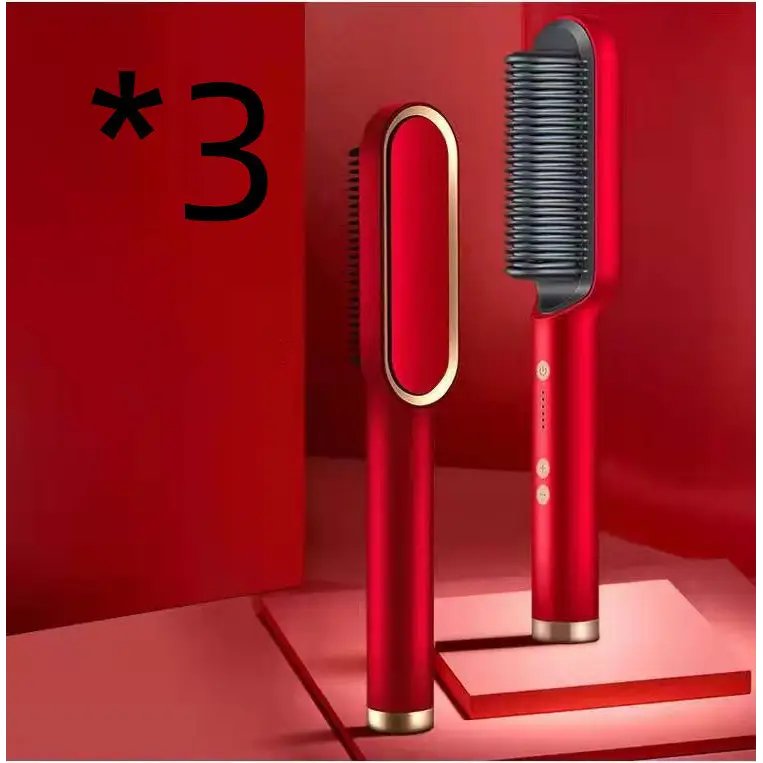 Anti Scald Hair Straightening Comb with Intelligent Temperature Control 3pcs Red / US / Opp pack