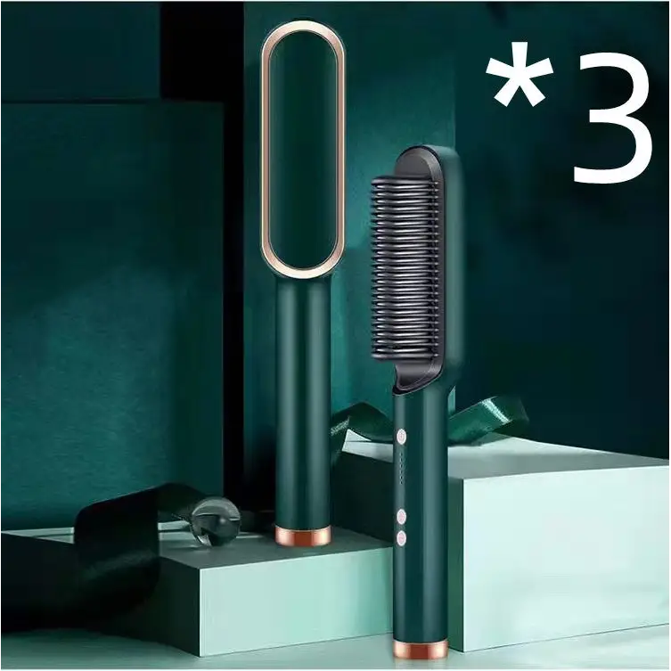 Anti Scald Hair Straightening Comb with Intelligent Temperature Control 3pcs Green / US / Opp pack
