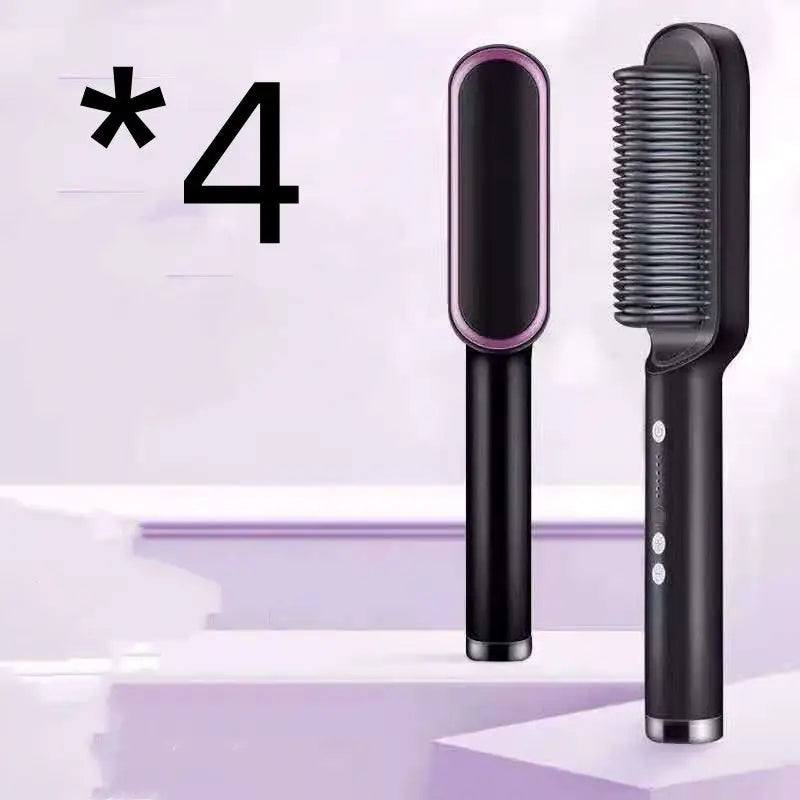 Anti Scald Hair Straightening Comb with Intelligent Temperature Control 4pcs A Black / US / With box