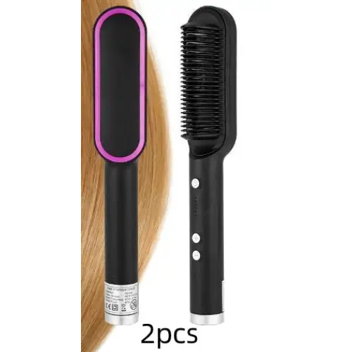 Anti Scald Hair Straightening Comb with Intelligent Temperature Control 2pcs Black / US / With box