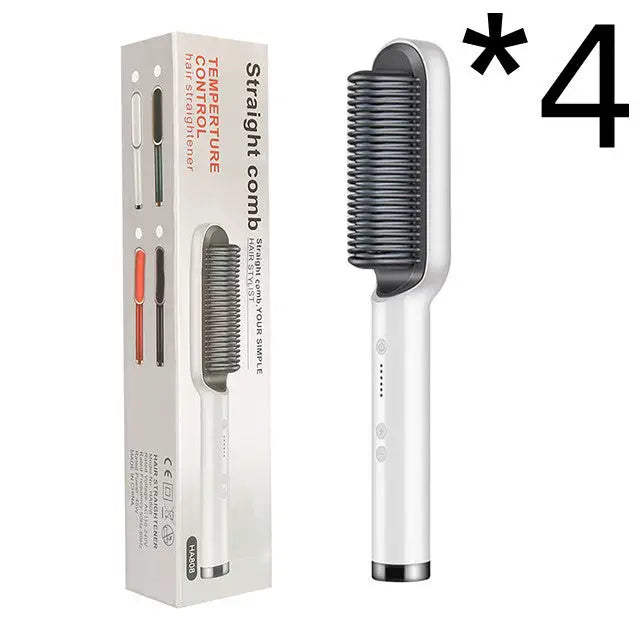 Anti Scald Hair Straightening Comb with Intelligent Temperature Control 4pcs White / US / With box