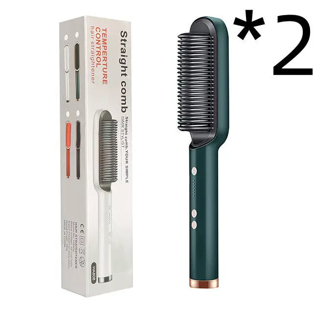 Anti Scald Hair Straightening Comb with Intelligent Temperature Control 2pcs Green / US / With box
