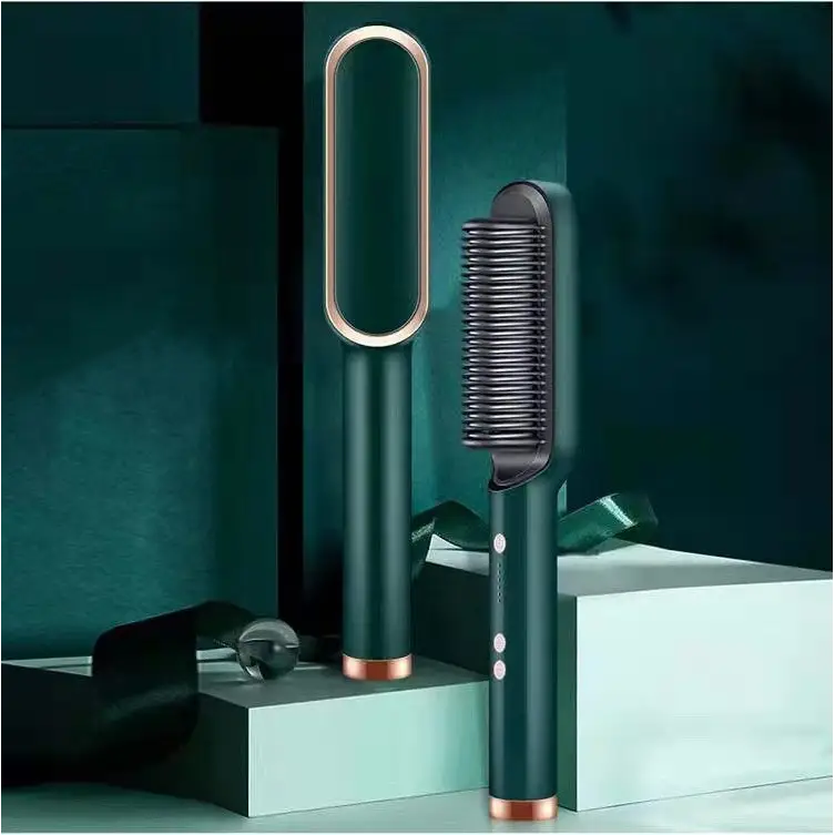 Anti Scald Hair Straightening Comb with Intelligent Temperature Control Green / EU / Opp pack