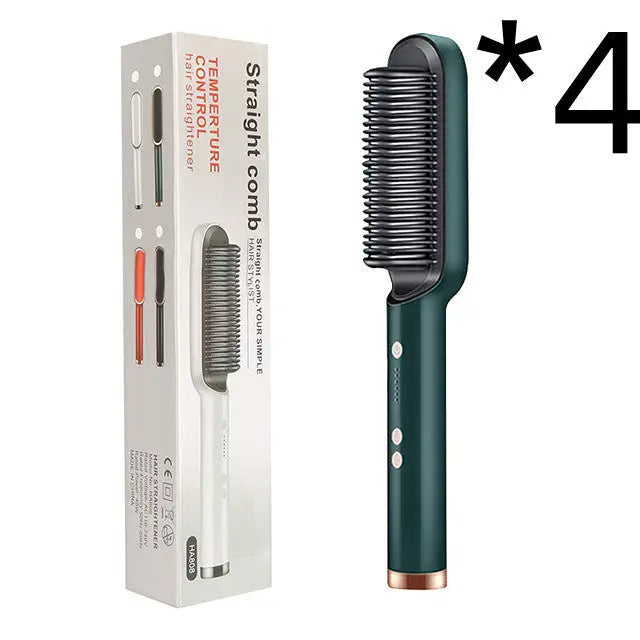 Anti Scald Hair Straightening Comb with Intelligent Temperature Control 4pcs Green / US / With box