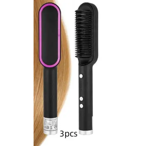 Anti Scald Hair Straightening Comb with Intelligent Temperature Control 3pcs Black / US / With box