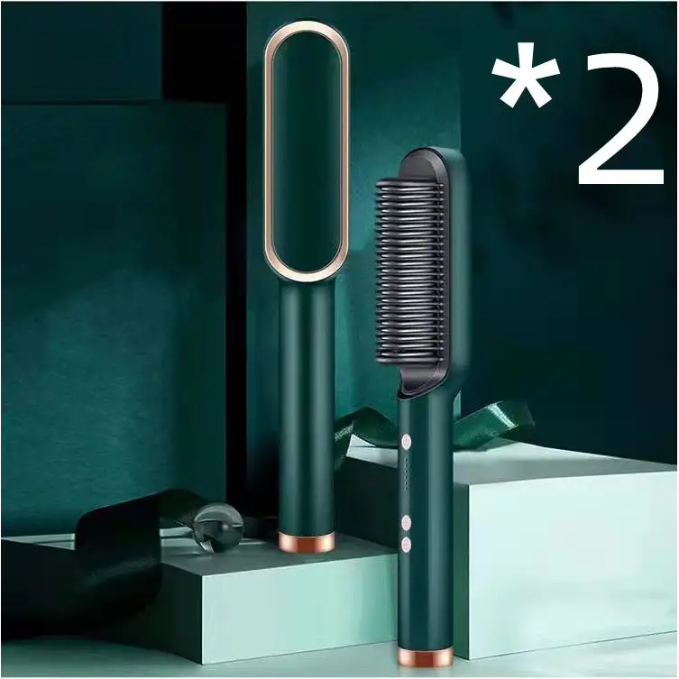 Anti Scald Hair Straightening Comb with Intelligent Temperature Control 2pcs Green / US / Opp pack