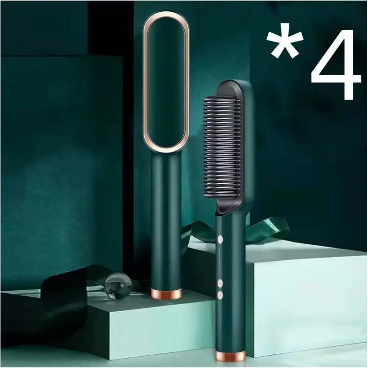 Anti Scald Hair Straightening Comb with Intelligent Temperature Control 4pcs Green / US / Opp pack