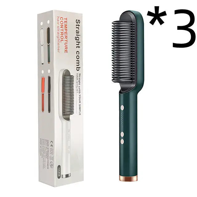 Anti Scald Hair Straightening Comb with Intelligent Temperature Control 3pcs Green / US / With box