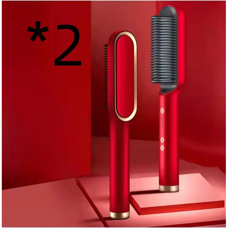 Anti Scald Hair Straightening Comb with Intelligent Temperature Control 2pcs Red / US / Opp pack