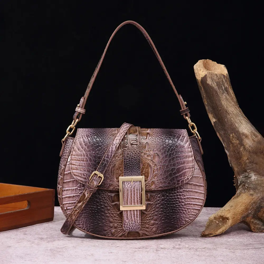 Armpit Chic: Handheld Crossbody Baguette Bag - PG87012 Shell Brown