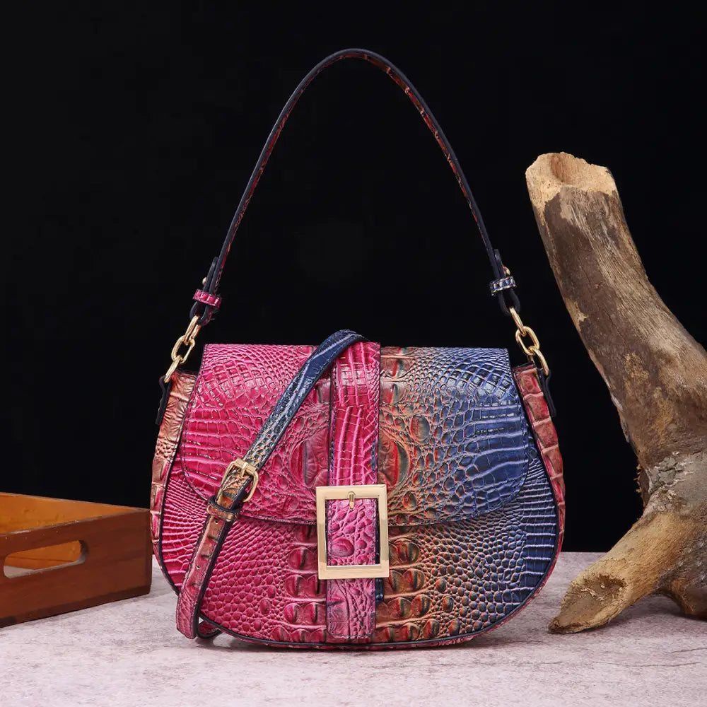Armpit Chic: Handheld Crossbody Baguette Bag - PG8702 Colorful Rose Blue