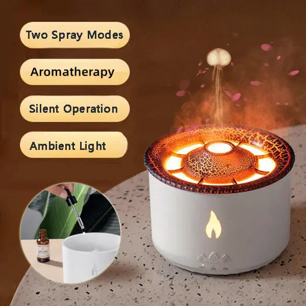 Aromatherapy Humidifier with Flame and Jellyfish Simulation Lighting