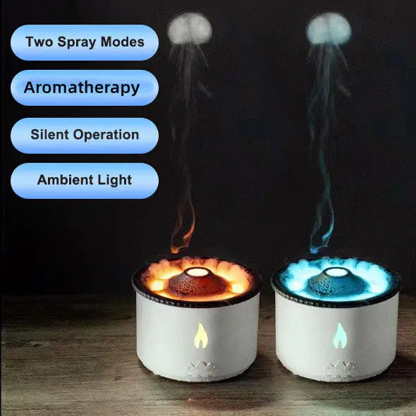 Aromatherapy Humidifier with Flame and Jellyfish Simulation Lighting